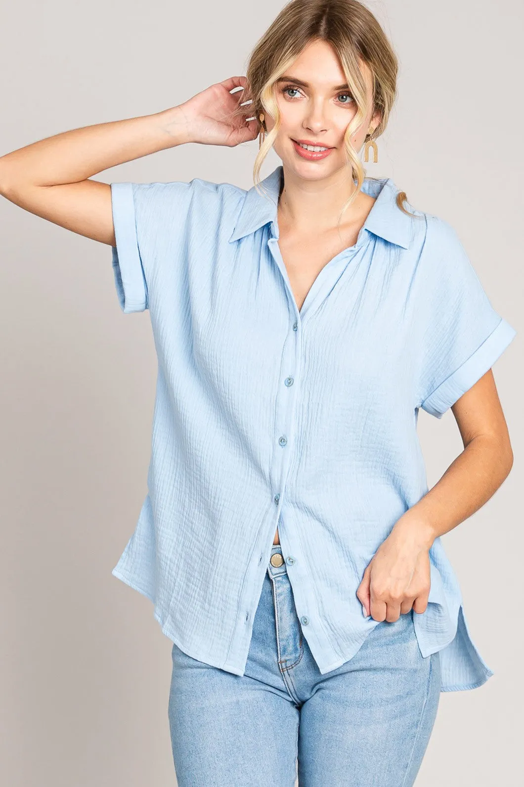 Cotton Gauze Button Down Shirt