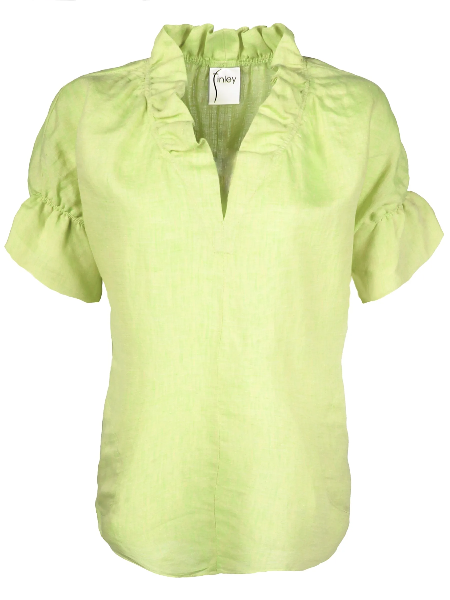 Crosby Washed Linen Shirt Key Lime Green