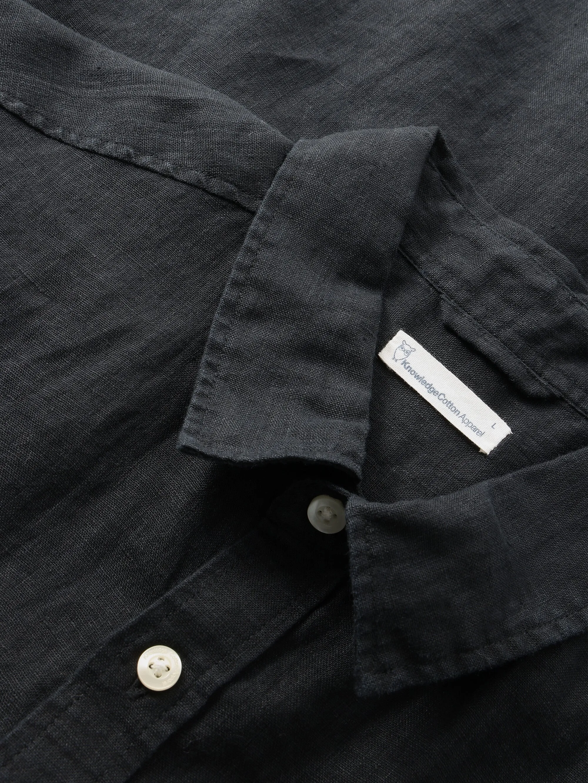 Custom fit linen short sleeve shirt - Black Jet