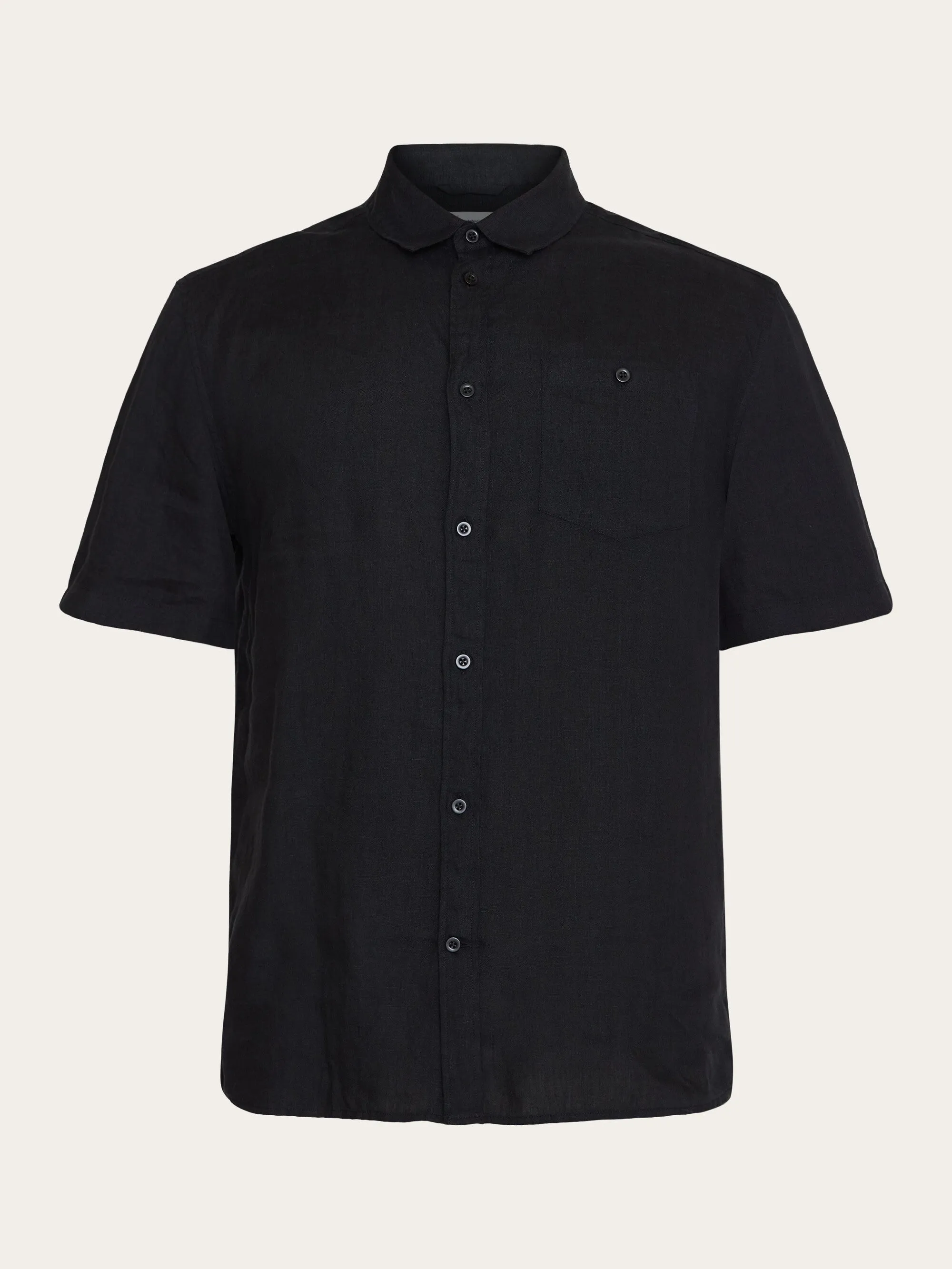 Custom fit linen short sleeve shirt - Black Jet