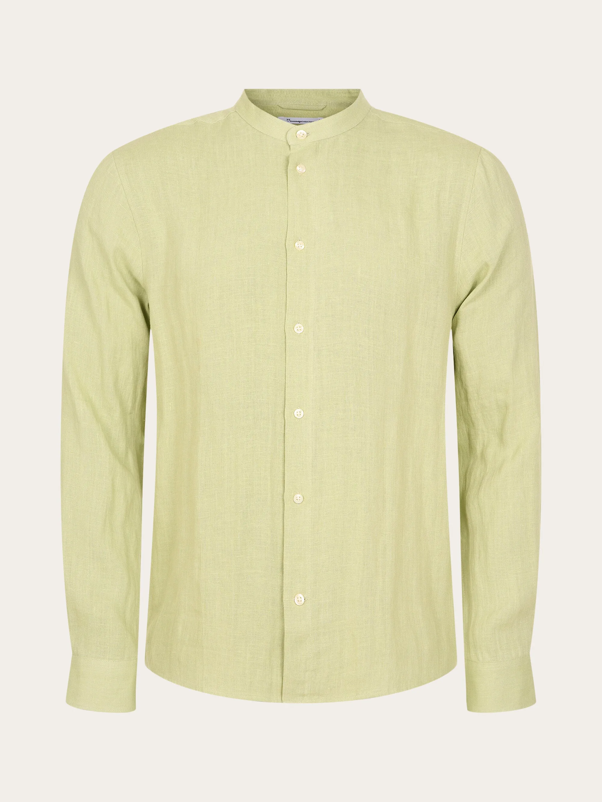 Custom fit linen stand collar shirt - Swamp