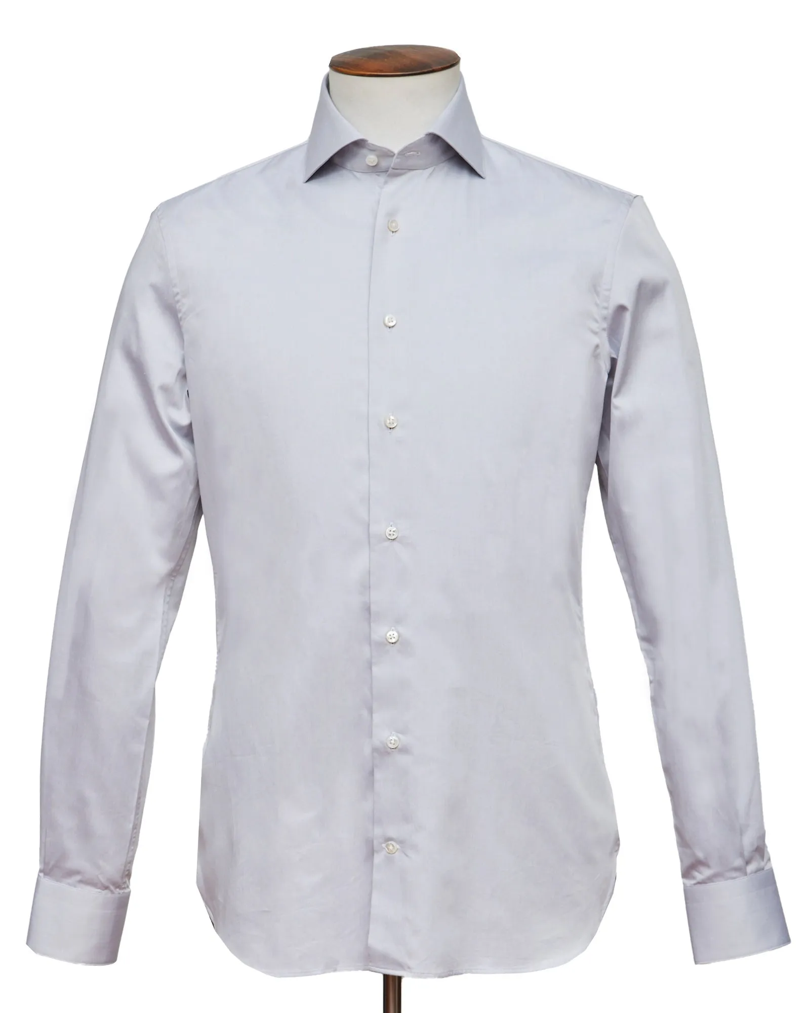 Cutaway Collar Shirt - Dove Cotton Sateen