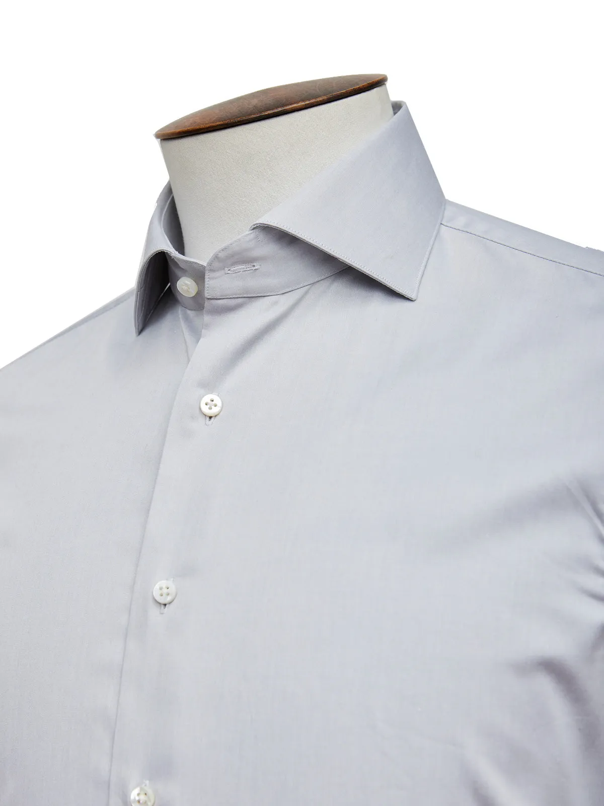 Cutaway Collar Shirt - Dove Cotton Sateen