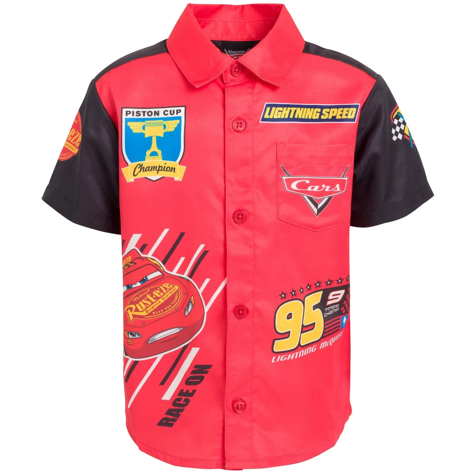 Disney Cars Lightning McQueen Hawaiian Button Down Dress Shirt