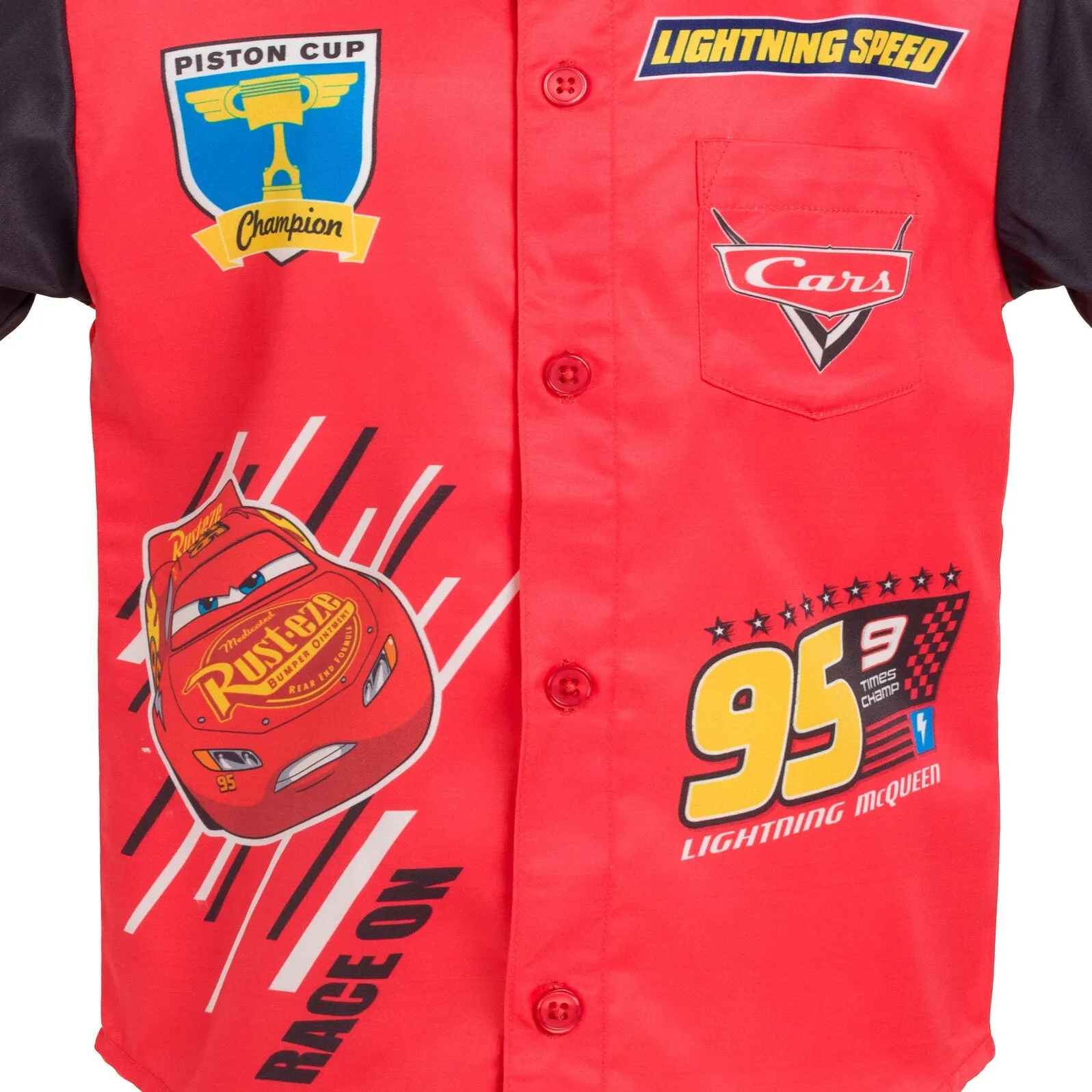 Disney Cars Lightning McQueen Hawaiian Button Down Dress Shirt