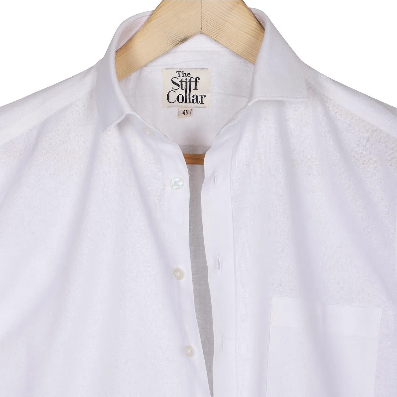 Dove White Cotton Linen Half Sleeve Shirt