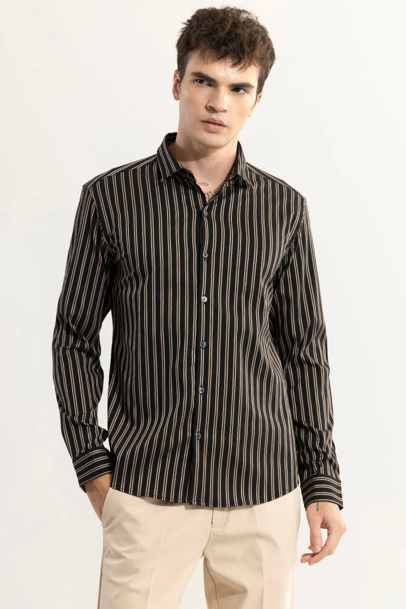 Dual Stripe Line Black Shirt