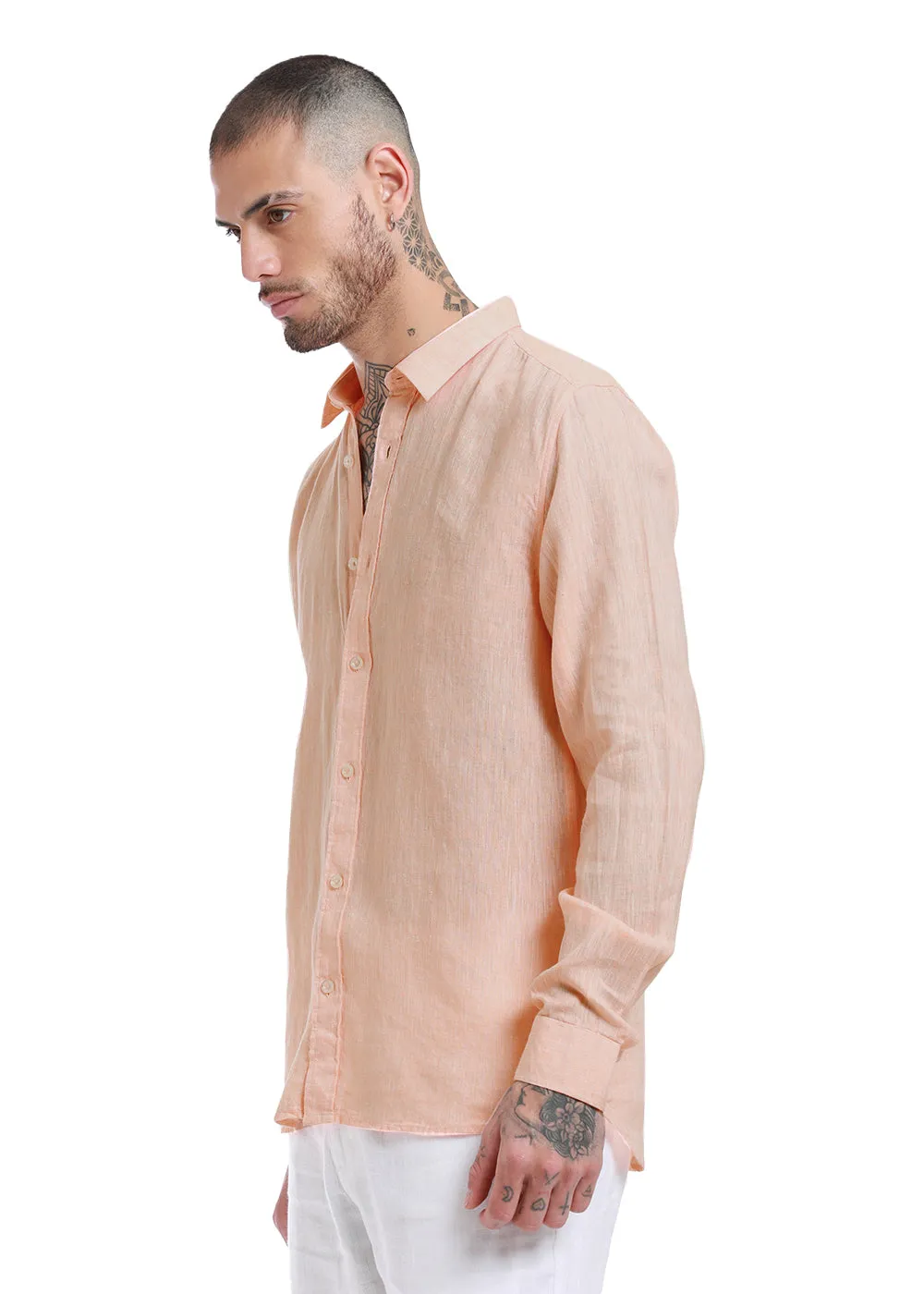 Dusky Orange Pure Irish Linen Shirt