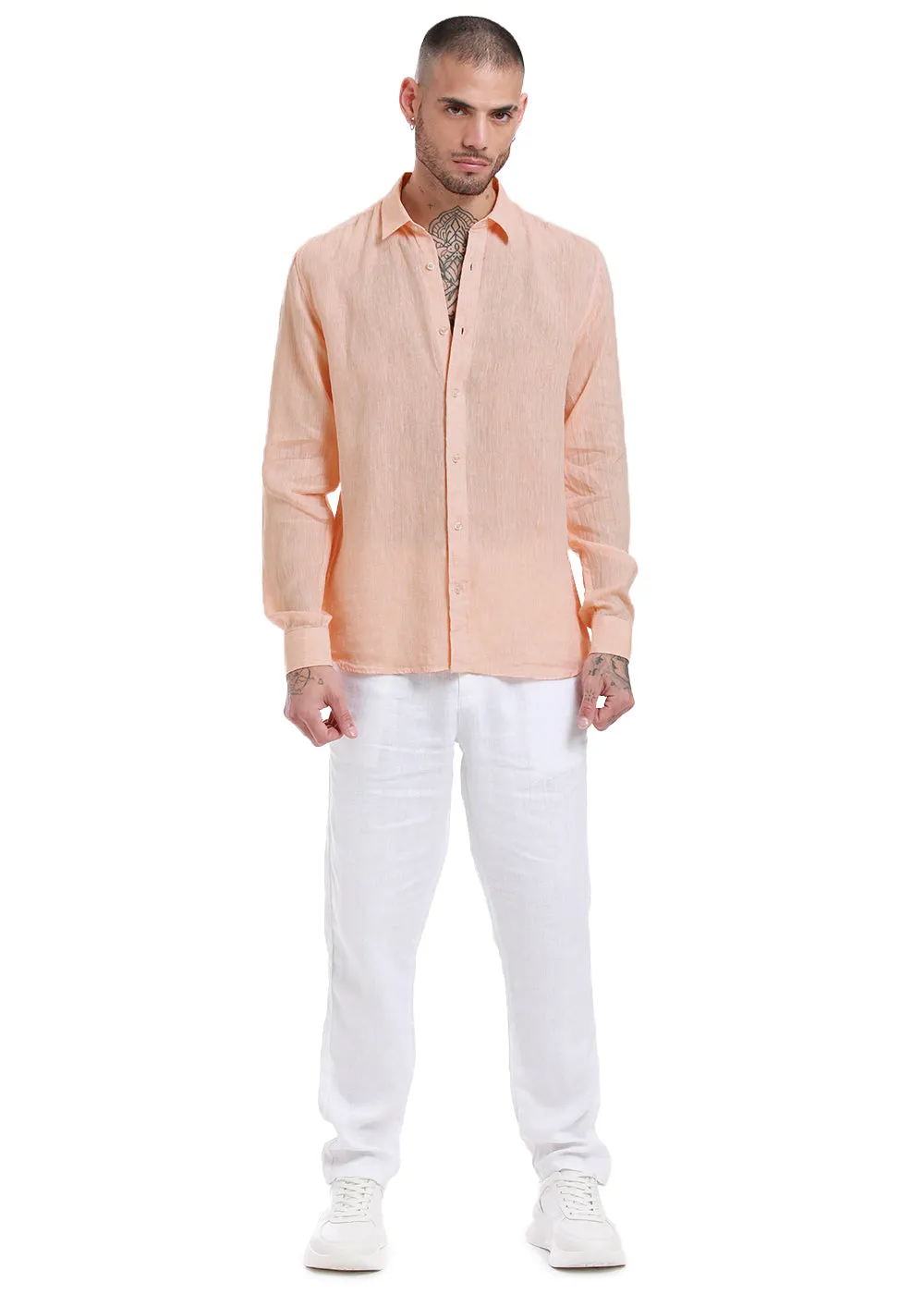 Dusky Orange Pure Irish Linen Shirt