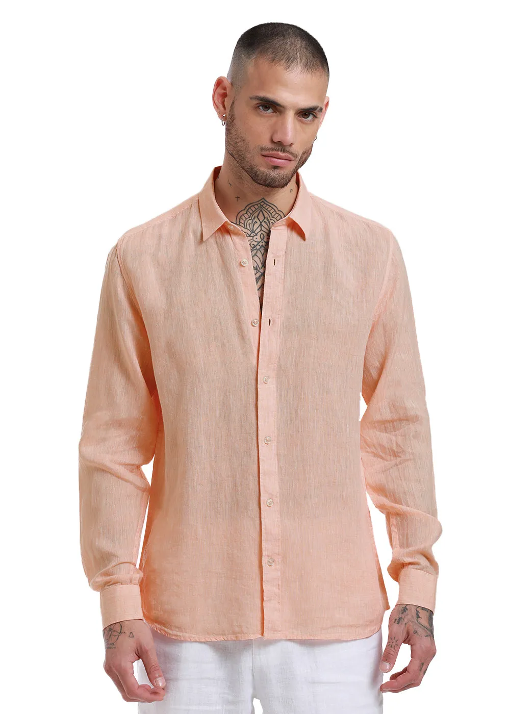 Dusky Orange Pure Irish Linen Shirt