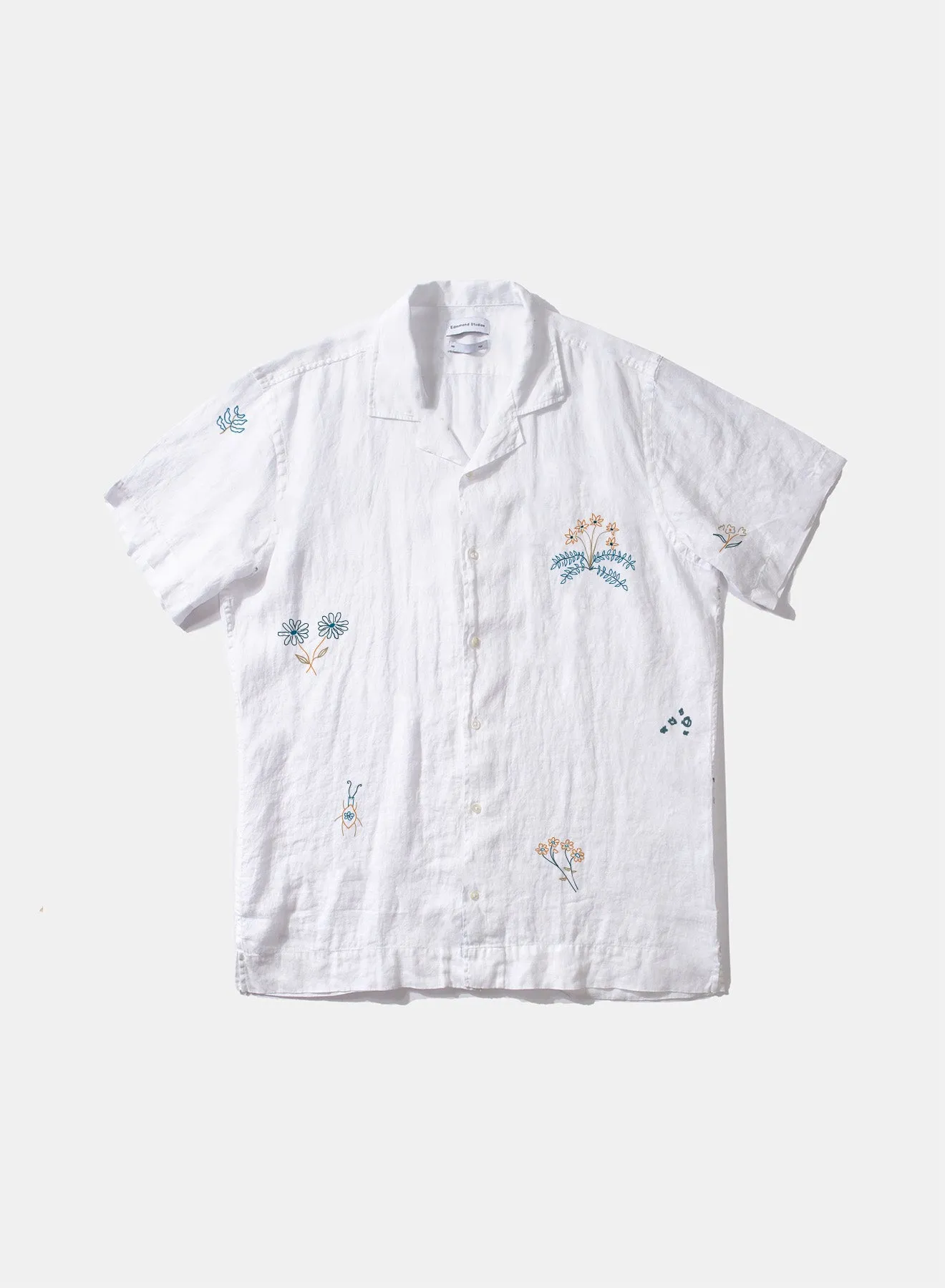 Edmmond Studios Grass Shirt Embroidered Linen S/S Shirt