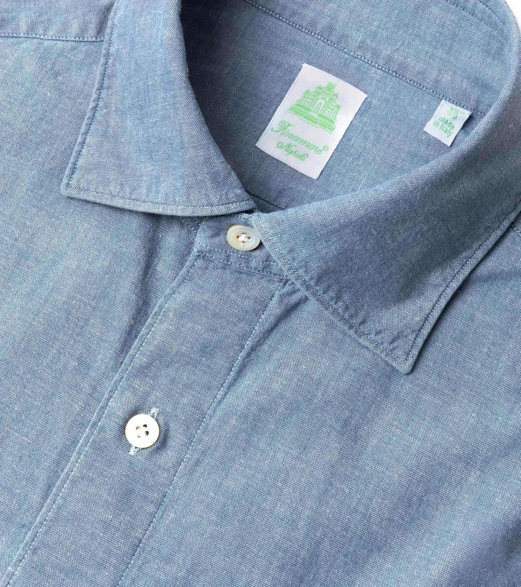 Finamore Gaeta Classic Cotton Luigi Sport Shirt: Chambray