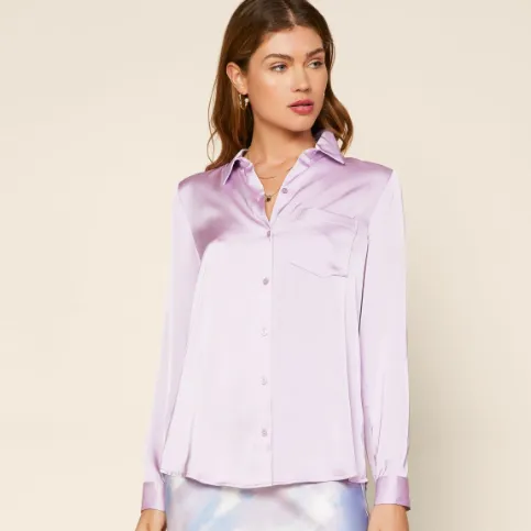 Finding Love Satin Button Down Shirt