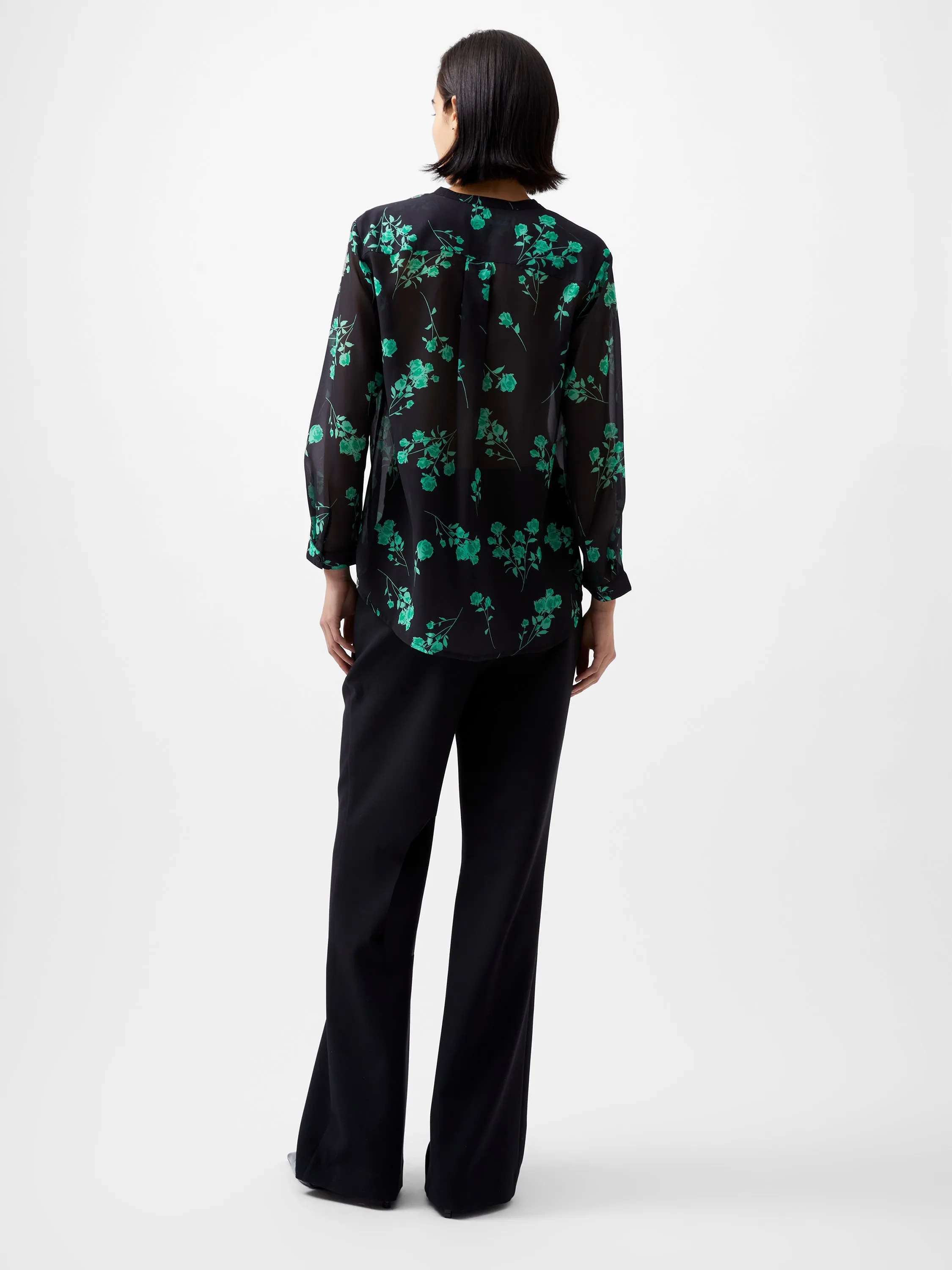 French Connection Allesandra Hallie Shirt-Blackout/Minted Green-72XDL