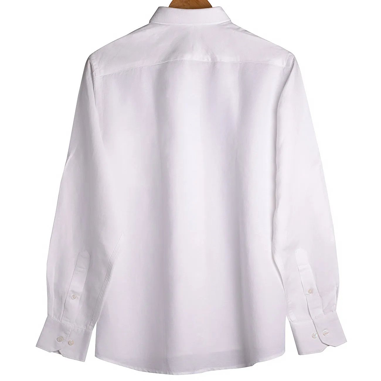 Frost White Cotton Linen Regular Fit Shirt