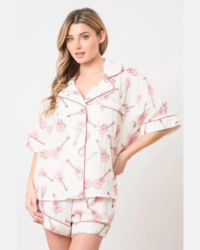 Gauze Guitar Pajama Set