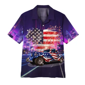 Gearhuman 3D American Flag Hot Rod Hawaii Shirt