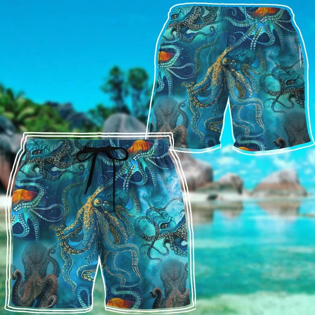 Gearhuman 3D Blue Ocean Octopus Hawaii Shirt