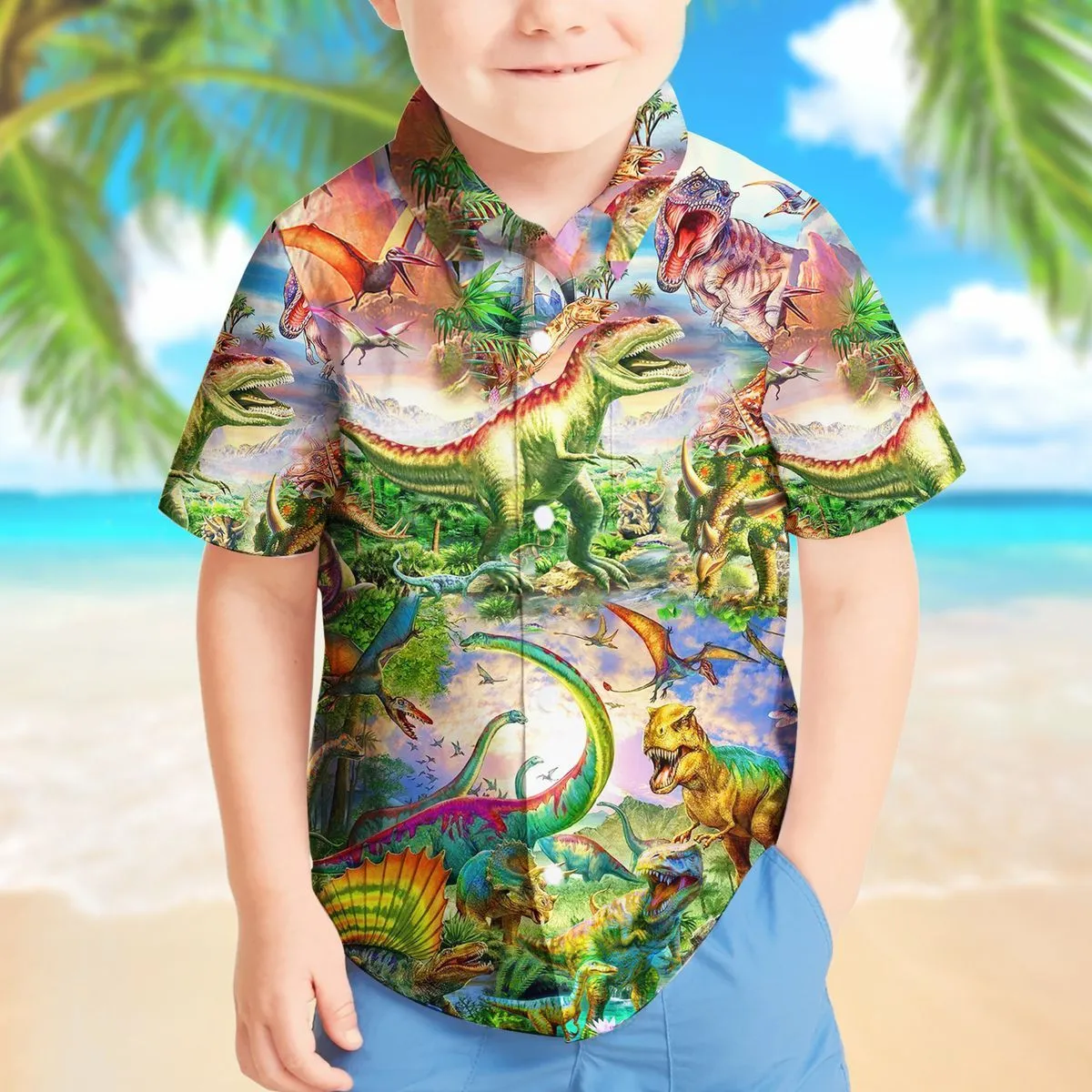 Gearhuman 3D Dinosaur Hawaii Shirt