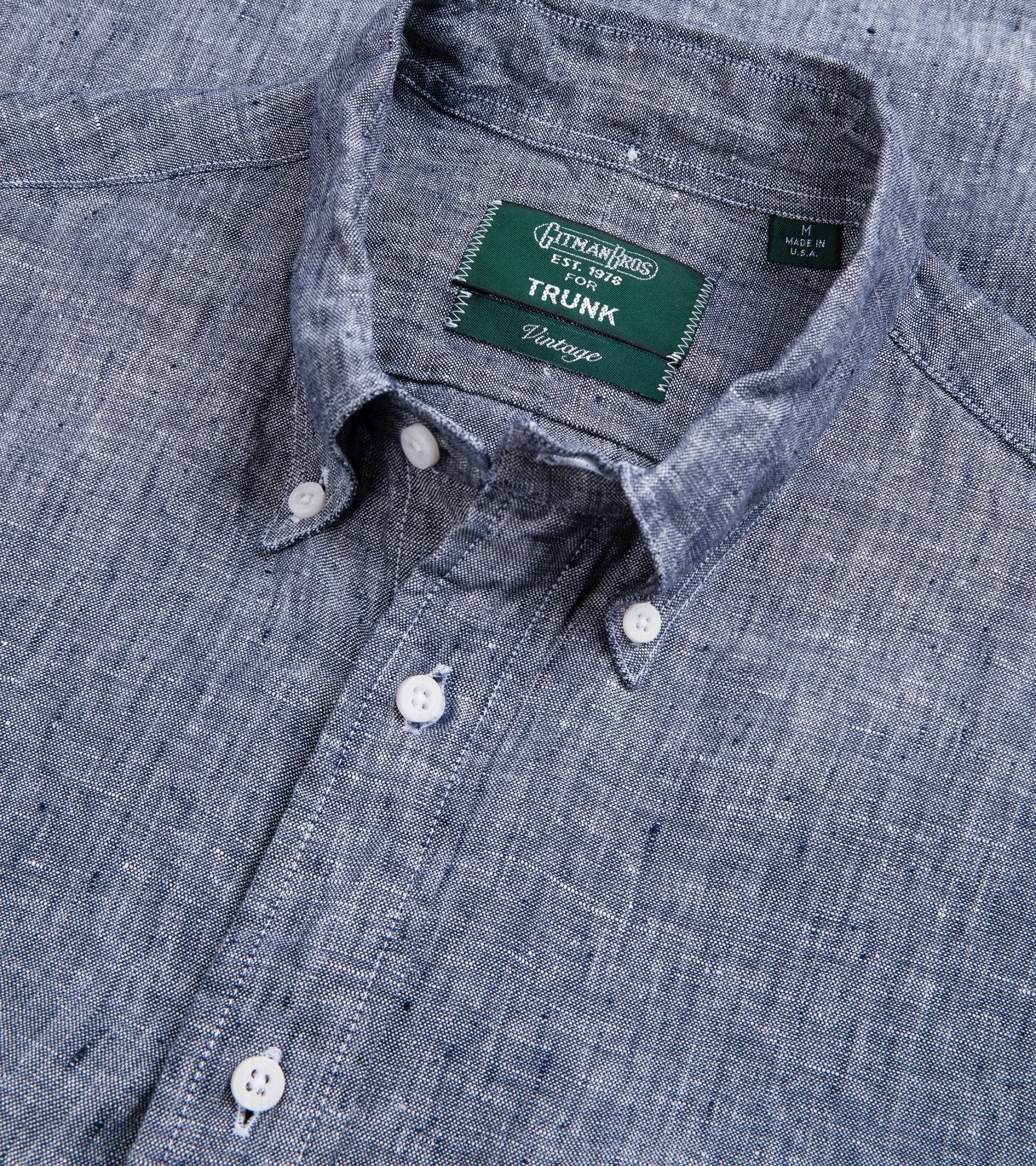 Gitman Vintage Slubby Japanese Linen Button Down Shirt: Navy