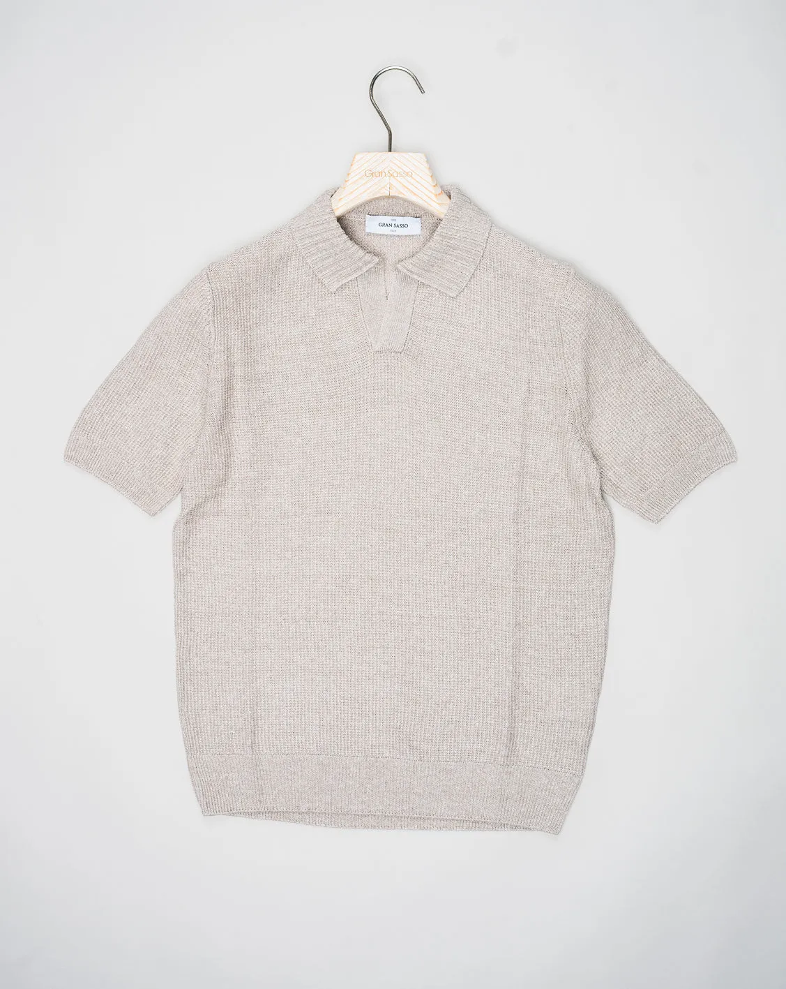 Gran Sasso Knitted Capri Collar Shirt / Light Taupe