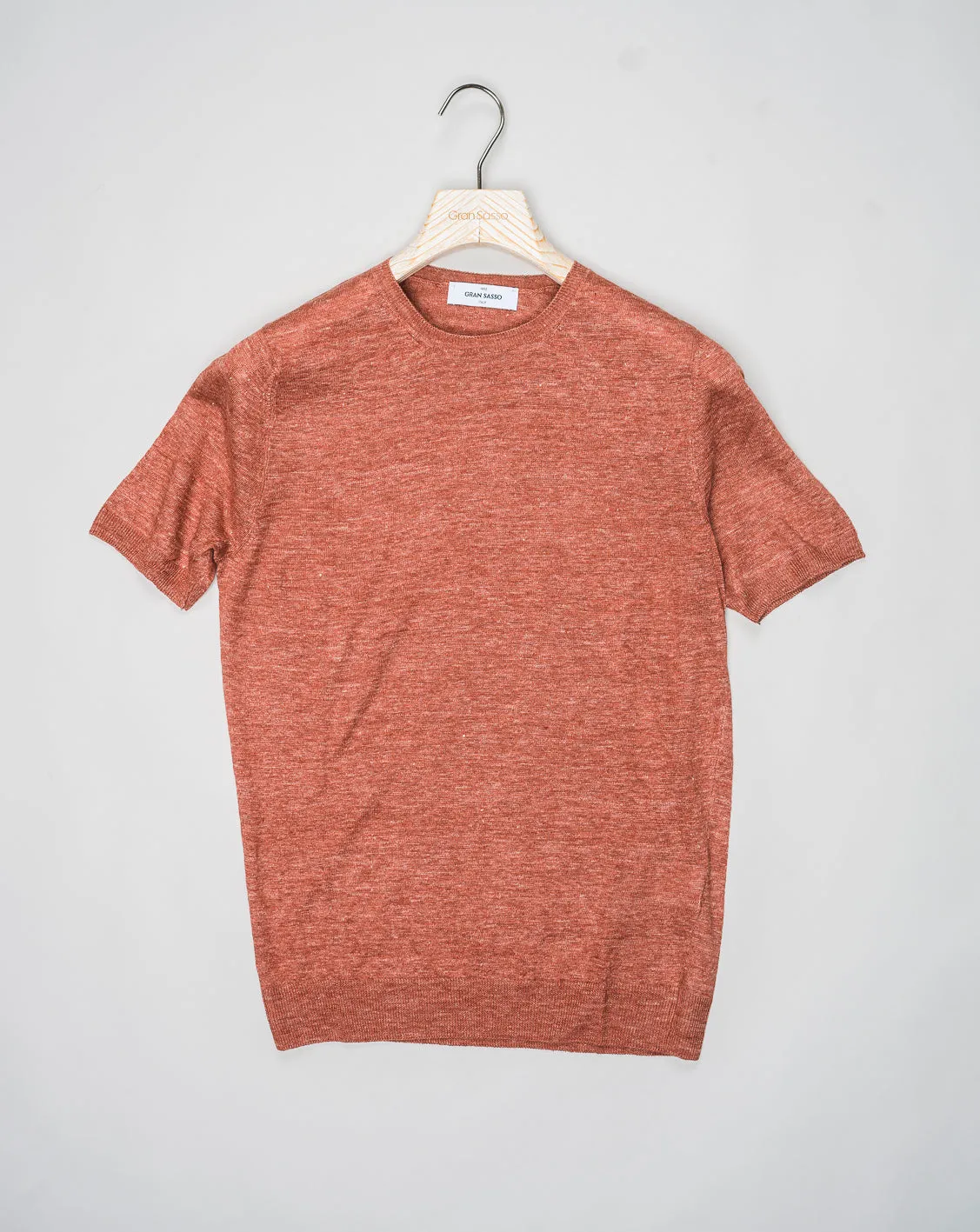 Gran Sasso Knitted Linen T-Shirt / Burned Red