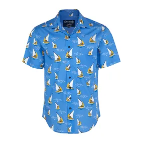 Grateful Dead | Classic Button Down | Bear in Sail Boat All Over Blue