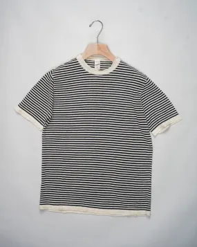 G.R.P. Firenze Striped Linen T-Shirt / Ecru & Navy