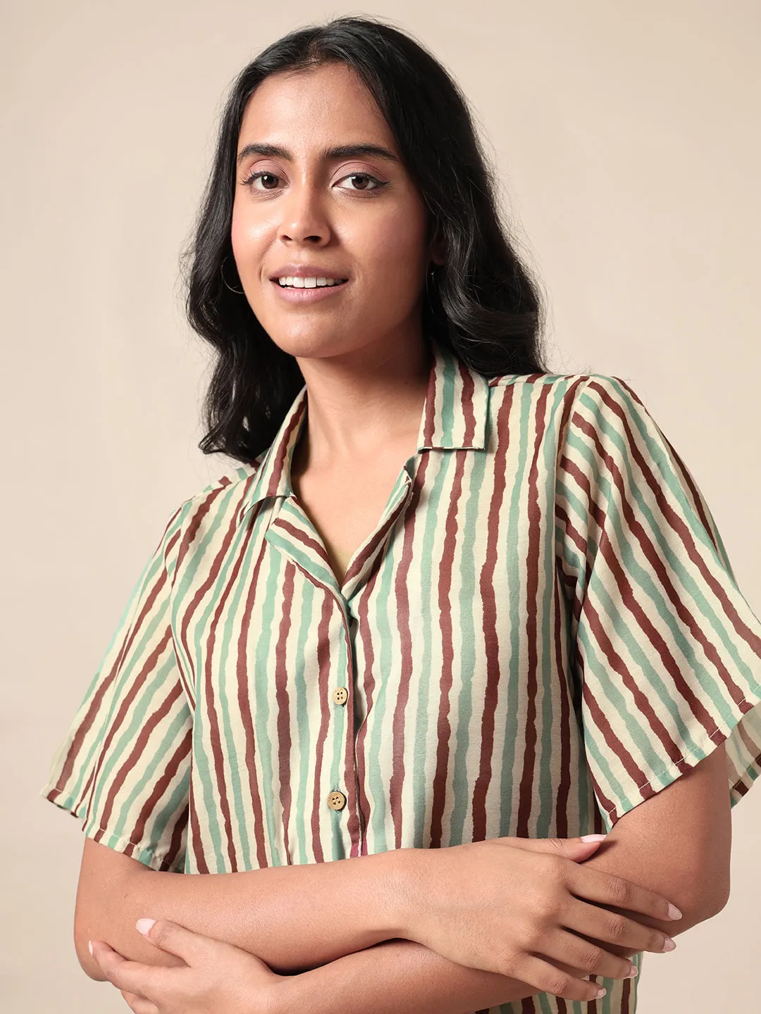 Gul Striped Green Button Down Shirt