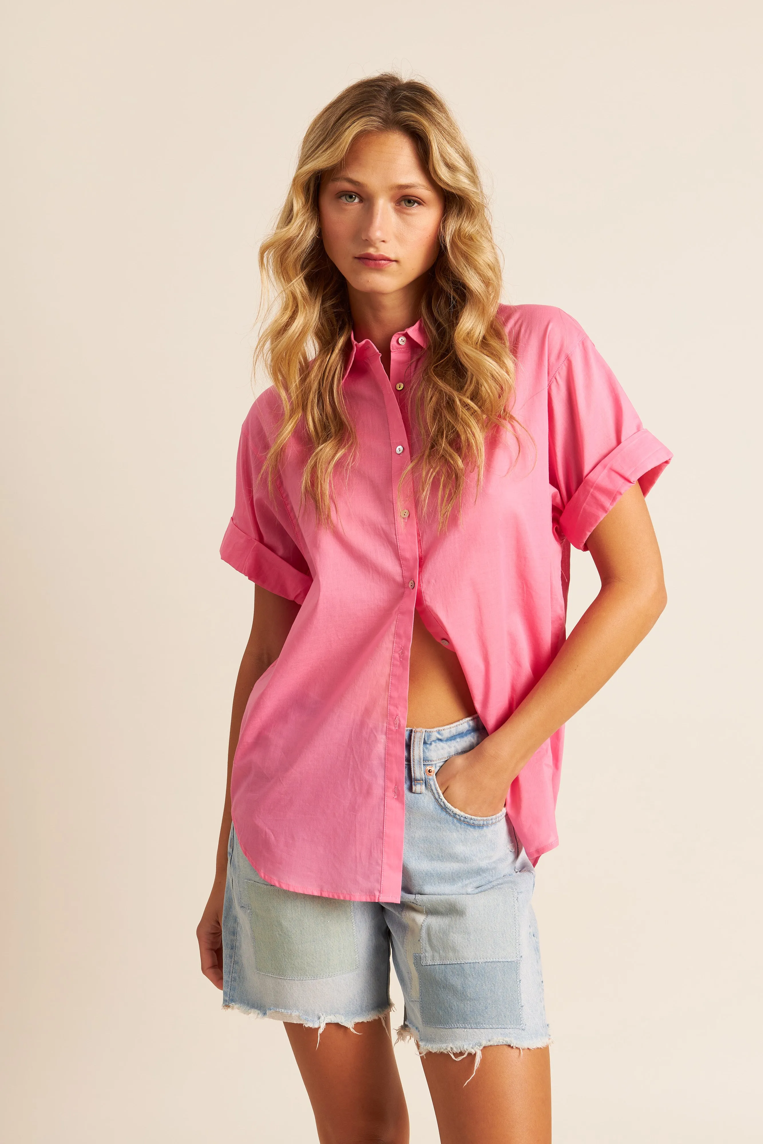 John & Jenn Shay Shirt | Chalk   Skipper Pink