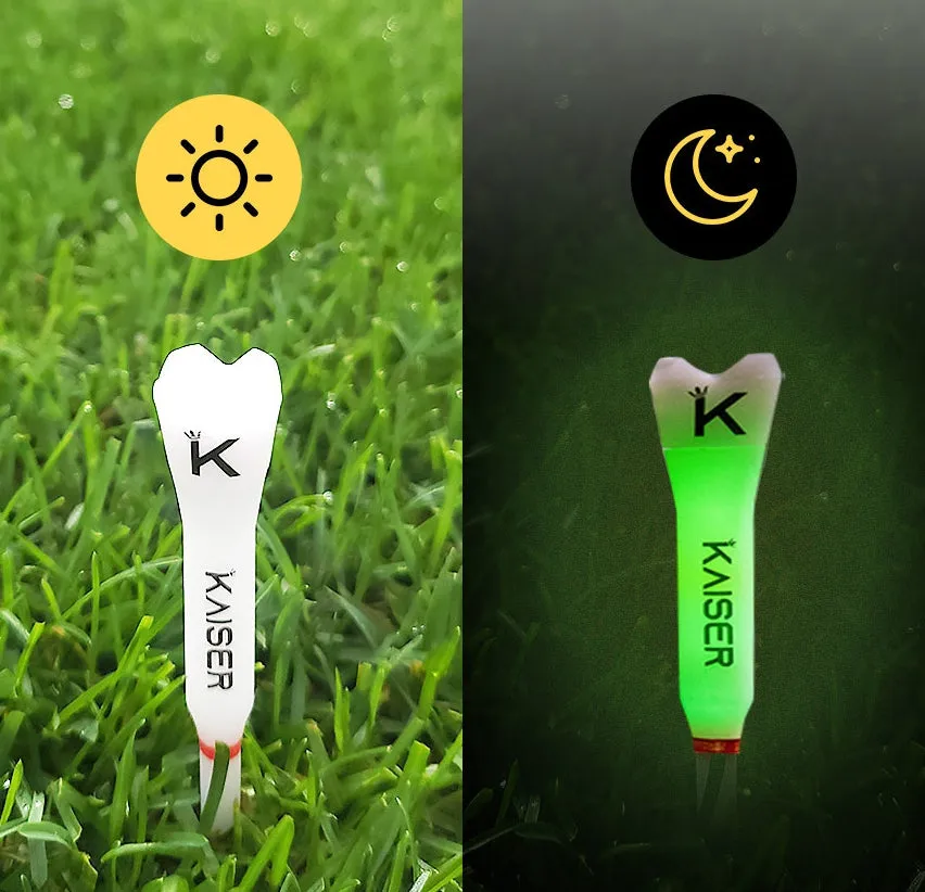 KAISER T2 Golf Tees Day Night Gifts Accessory Sets/ Long 2pcs Short 1pcs/ distance increase luminous anti-slicing Height fix Holders Glow in Dark Light up Flashing Made in Korea