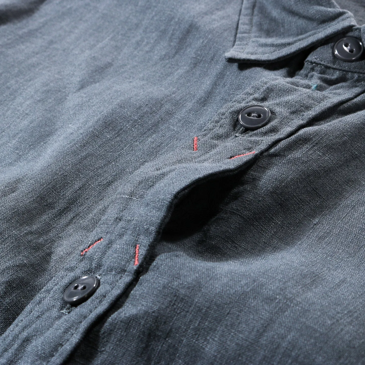 KAPITAL LINEN CLIP SHIRT BLUEGRAY