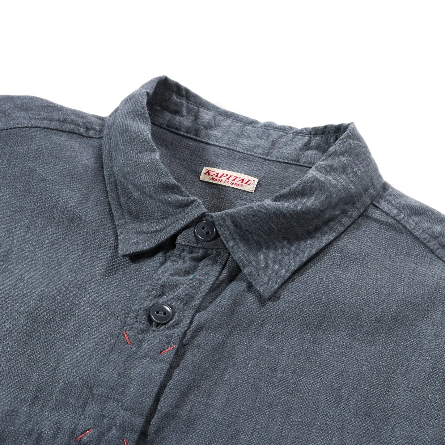 KAPITAL LINEN CLIP SHIRT BLUEGRAY