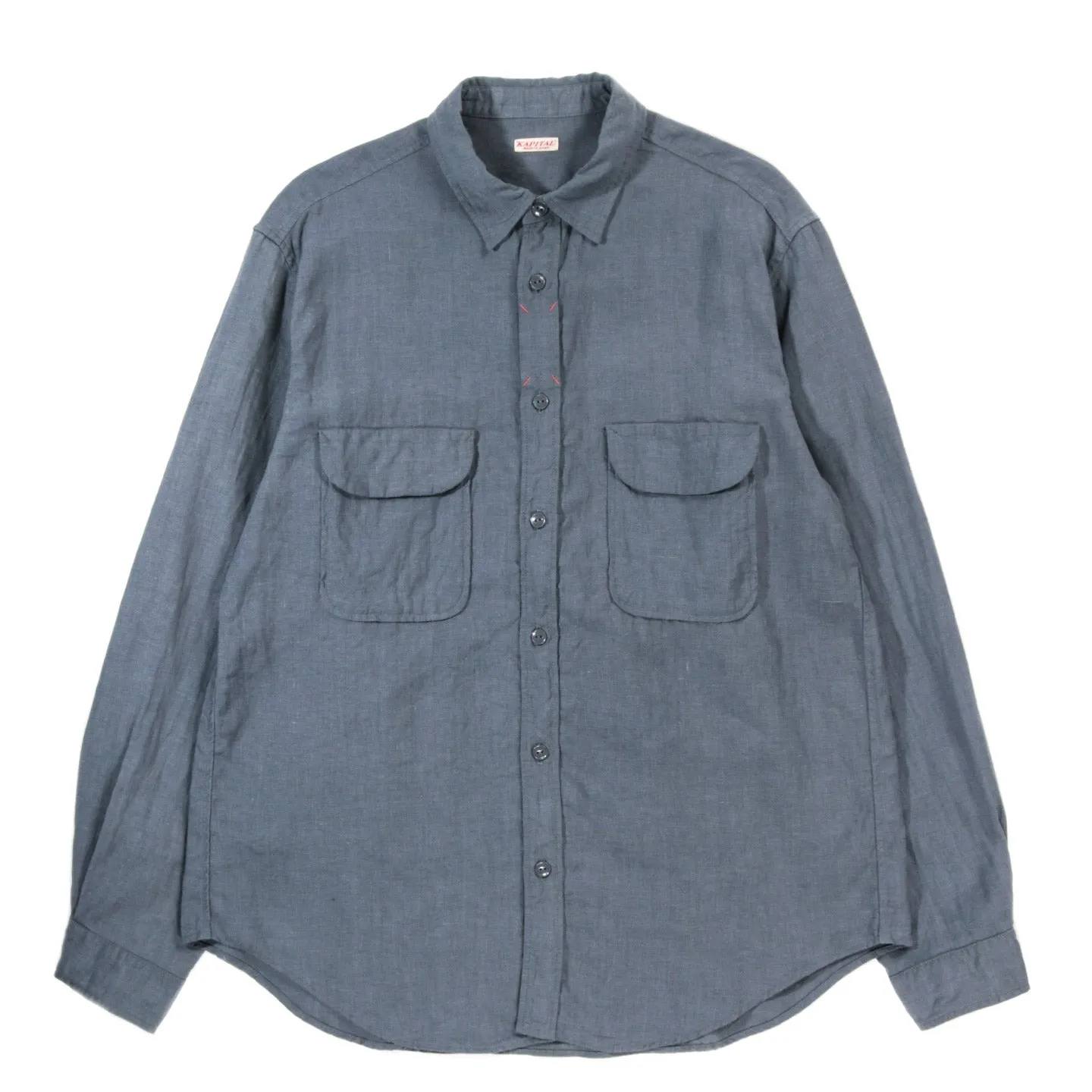 KAPITAL LINEN CLIP SHIRT BLUEGRAY