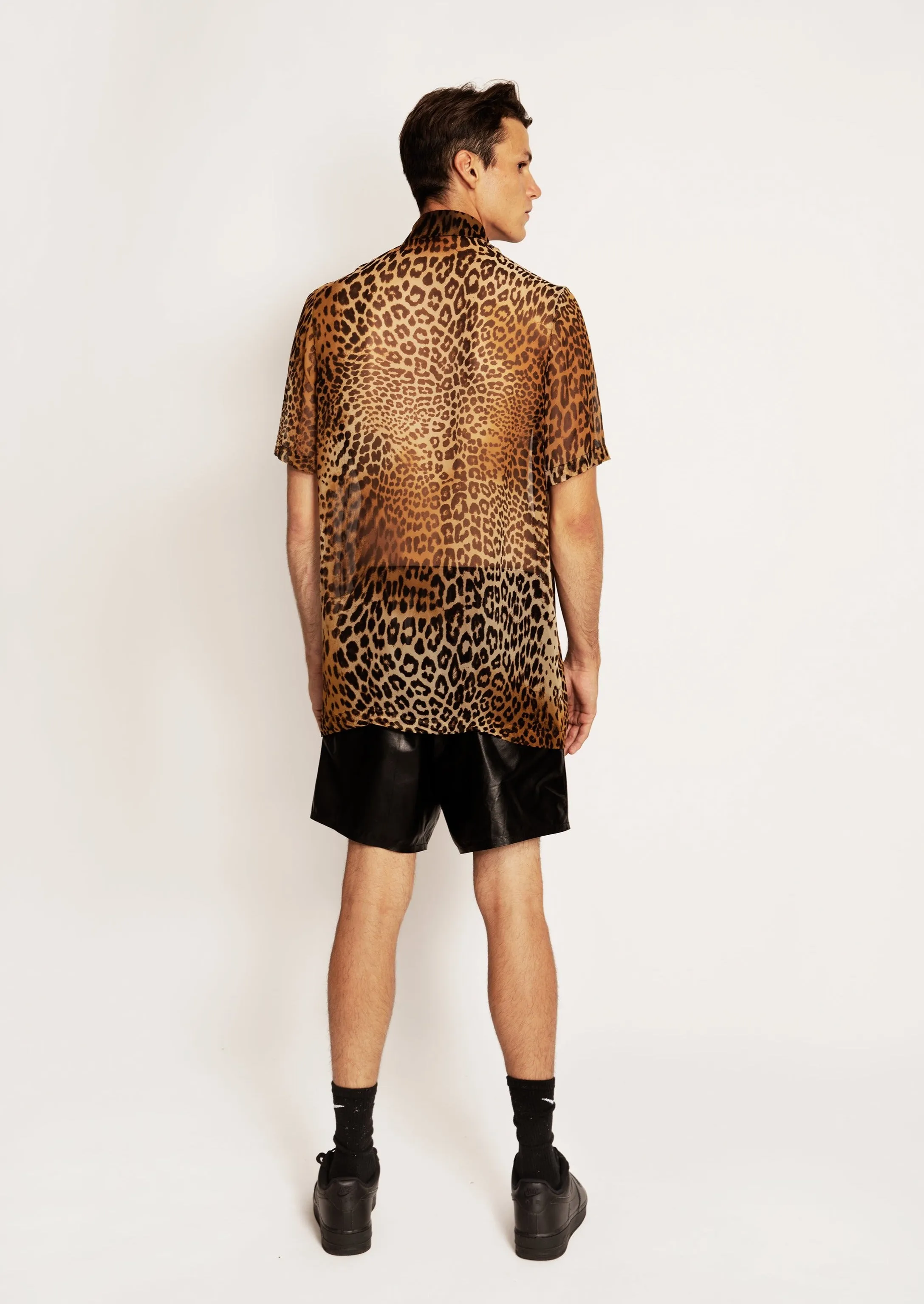 Leopard Print Silk Chiffon Button Up