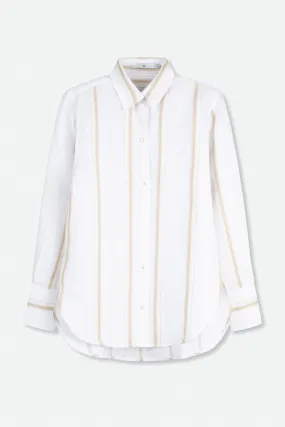 LILY BUTTON DOWN STRIPE SHIRT IN LINEN-COTTON