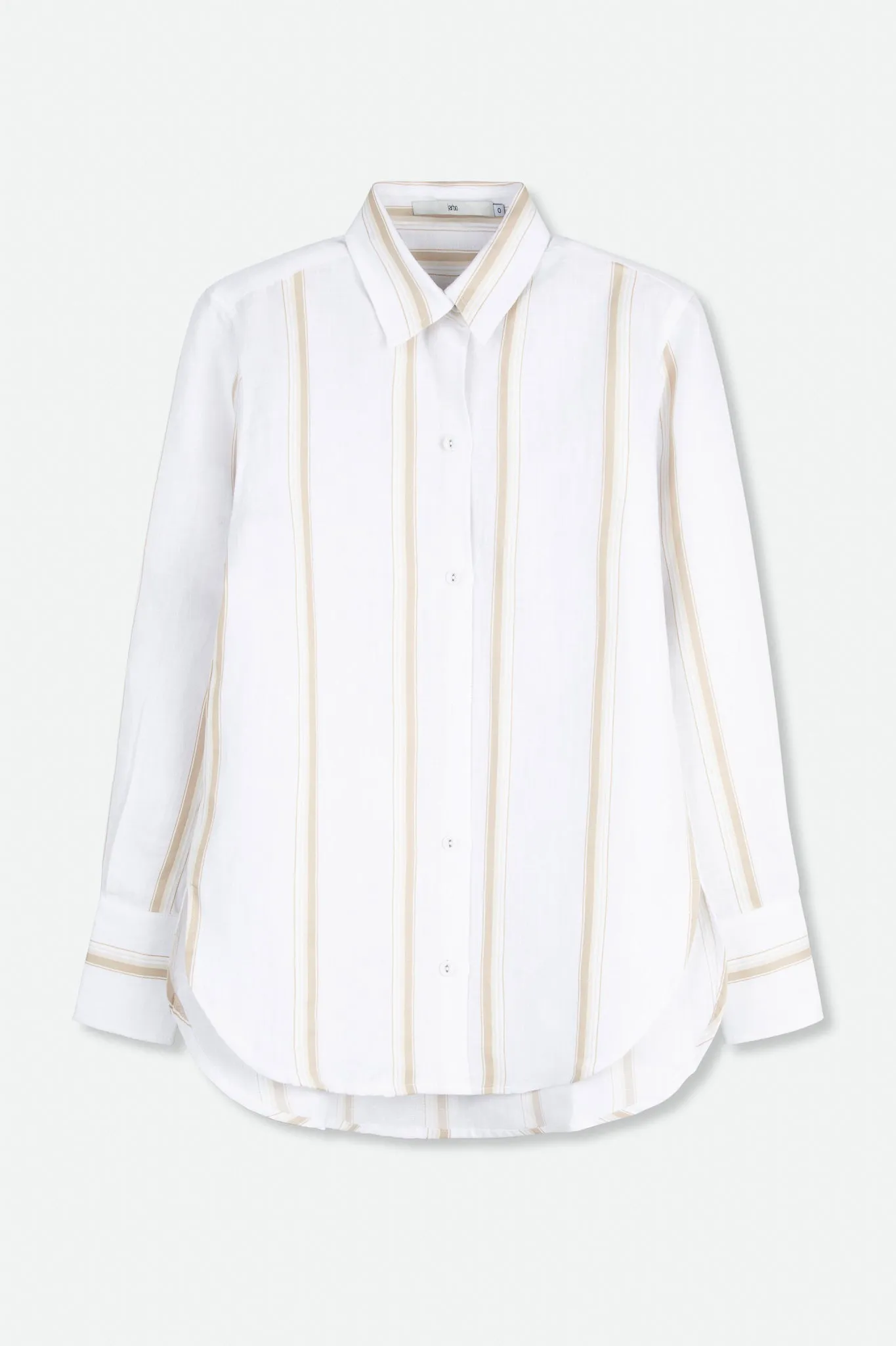 LILY BUTTON DOWN STRIPE SHIRT IN LINEN-COTTON