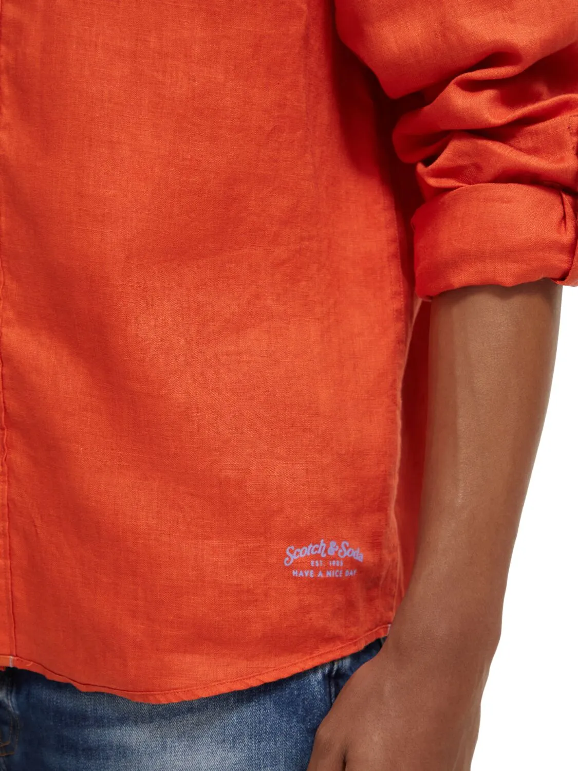 Linen Shirt Sleeve | Red Skies