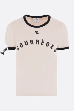 logo printed / embroidered jersey t-shirt with buckle