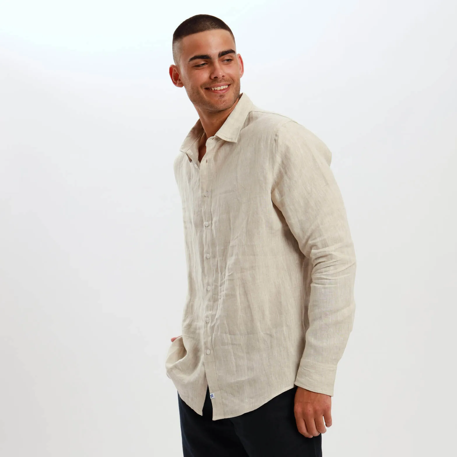 Long Sleeve Linen Shirt | Natural