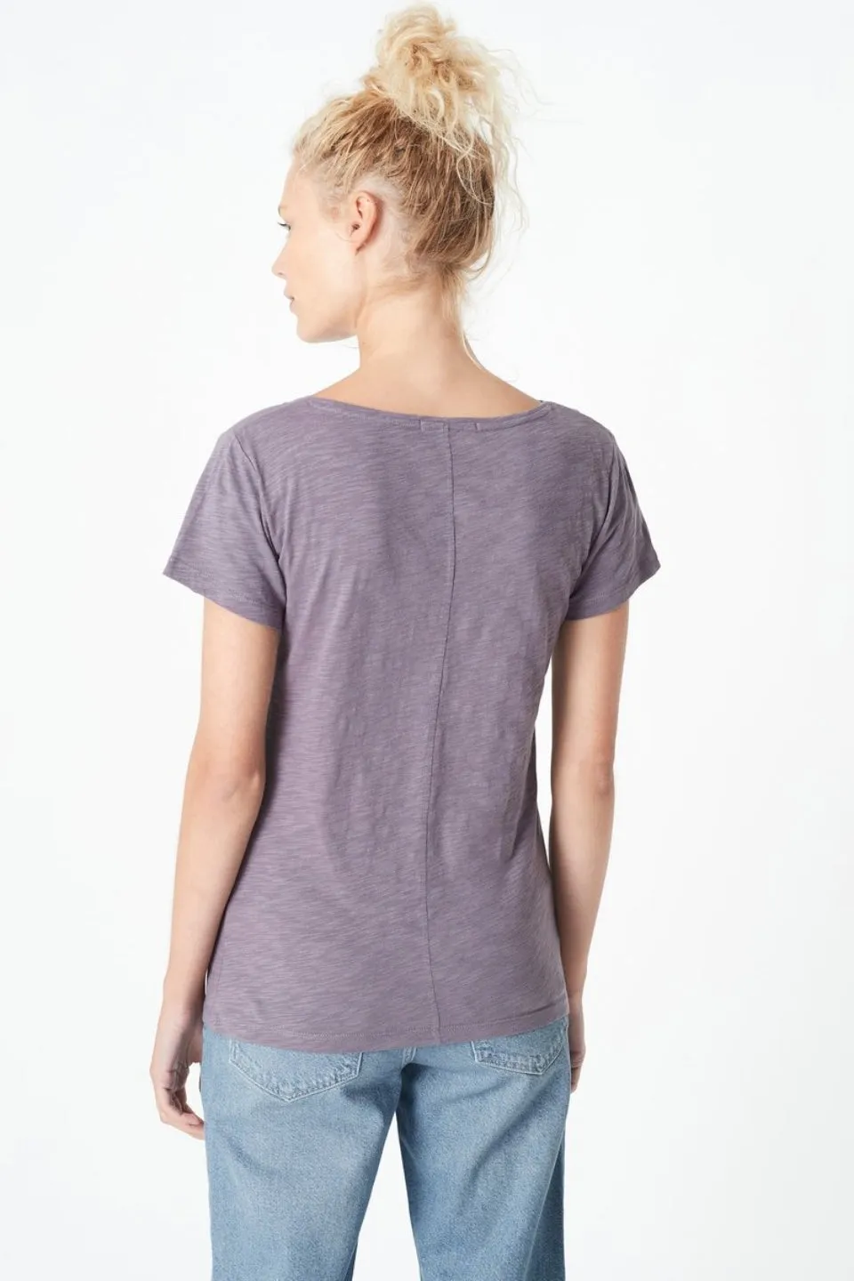 Luna Anthracite Cotton V Neck Tee