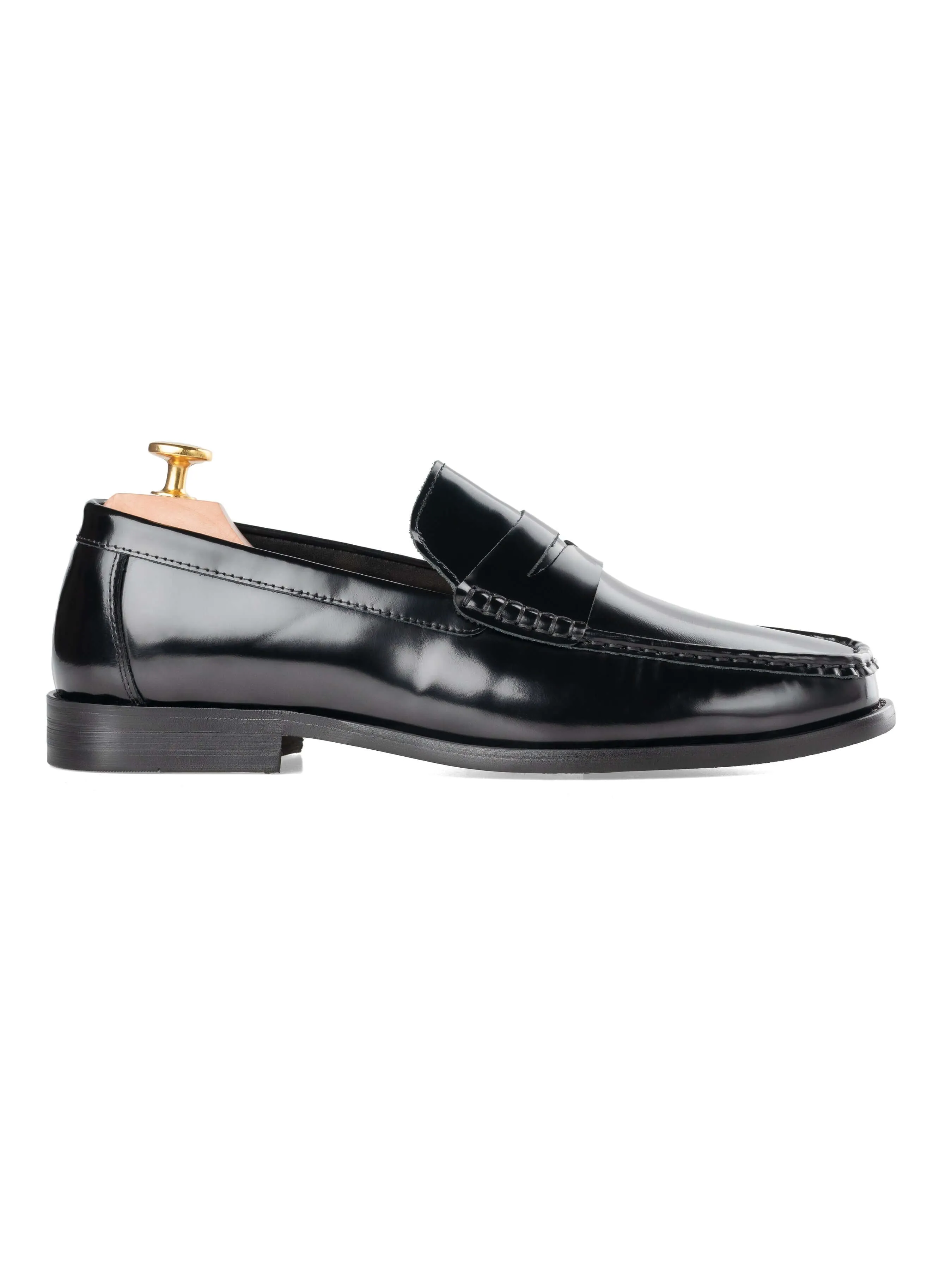 Marco Penny Loafer - Black Polished Leather