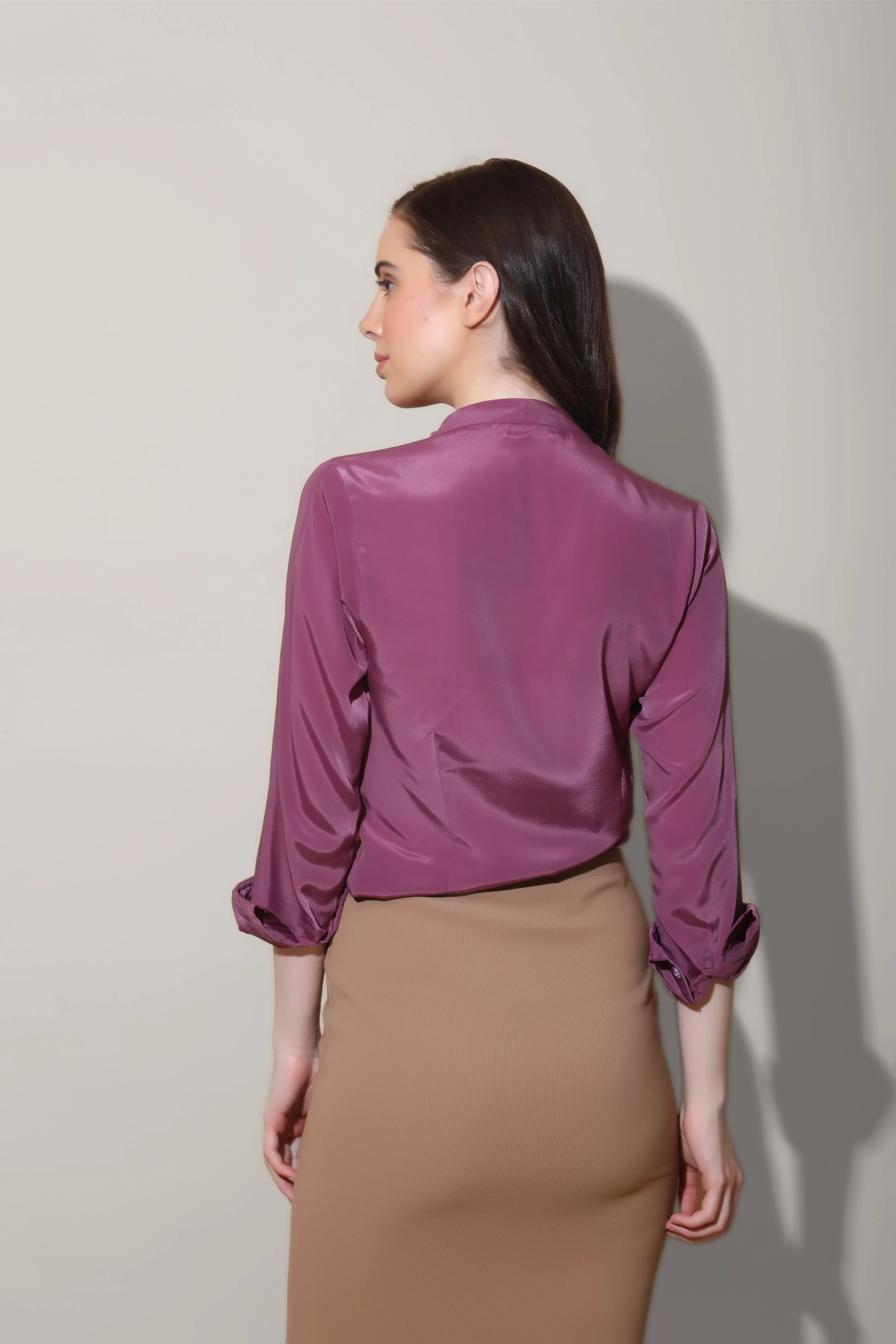 Mauve Neck Tie Shirt