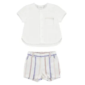 Mayoral Boys Linen Shirt & Striped Shorts