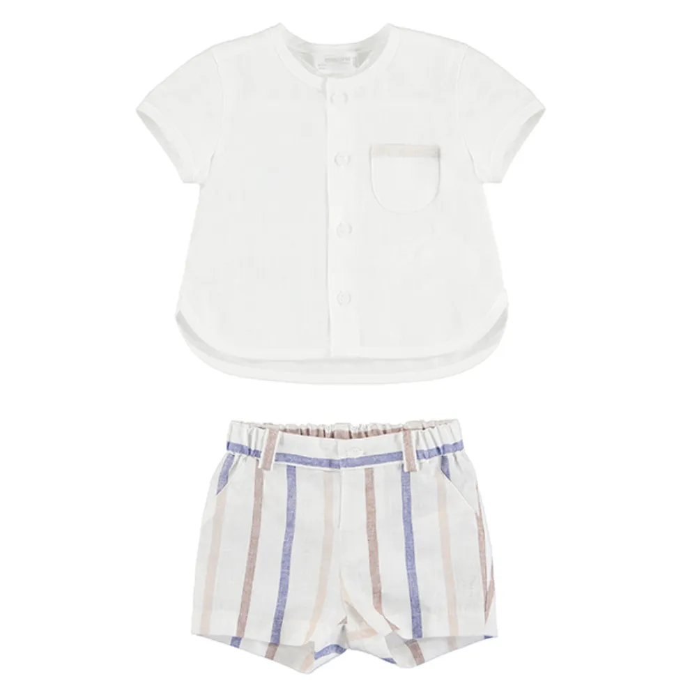 Mayoral Boys Linen Shirt & Striped Shorts