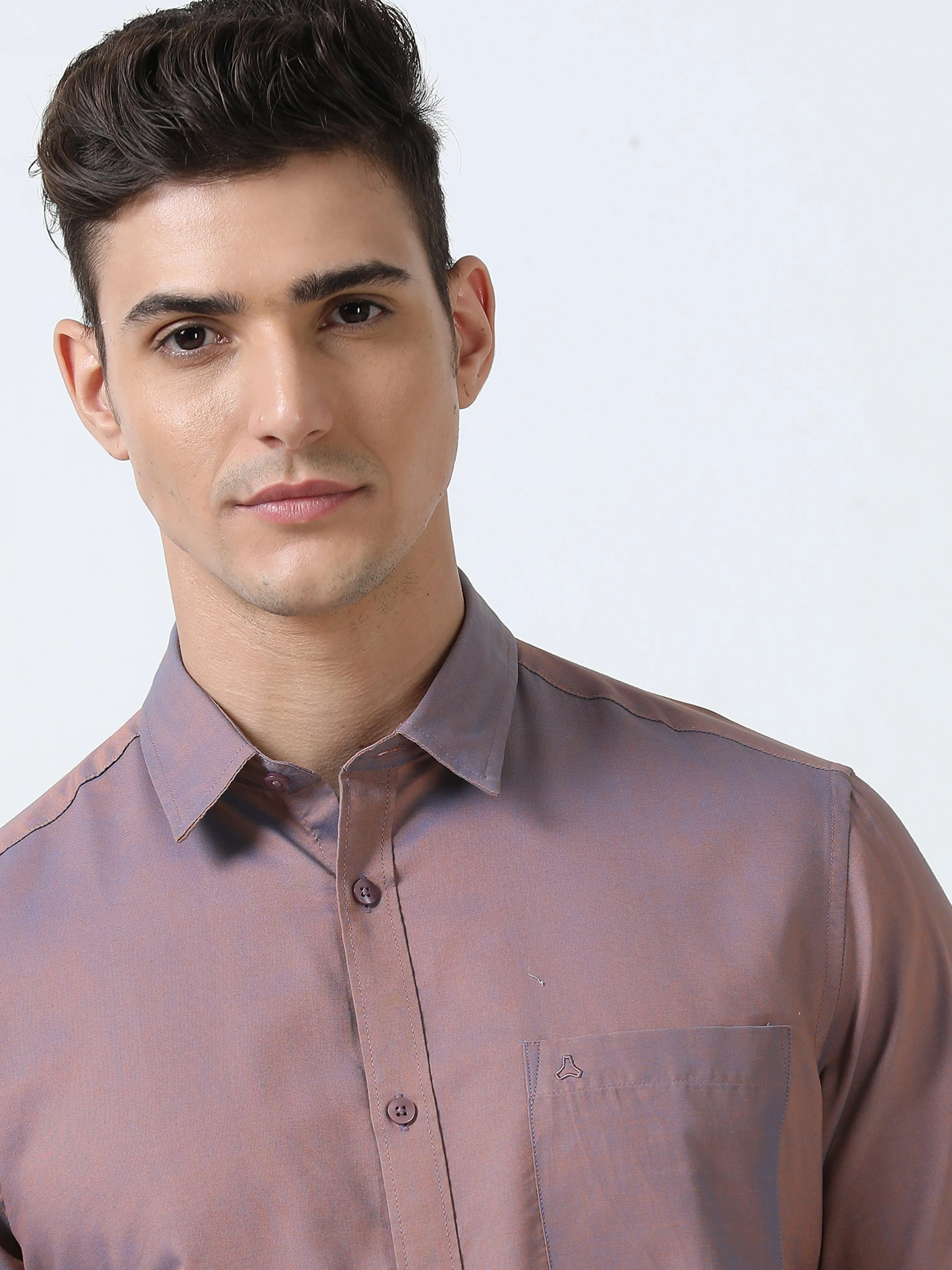 MEN'S DARK PINK-SOLID SLIM FIT SHIRT