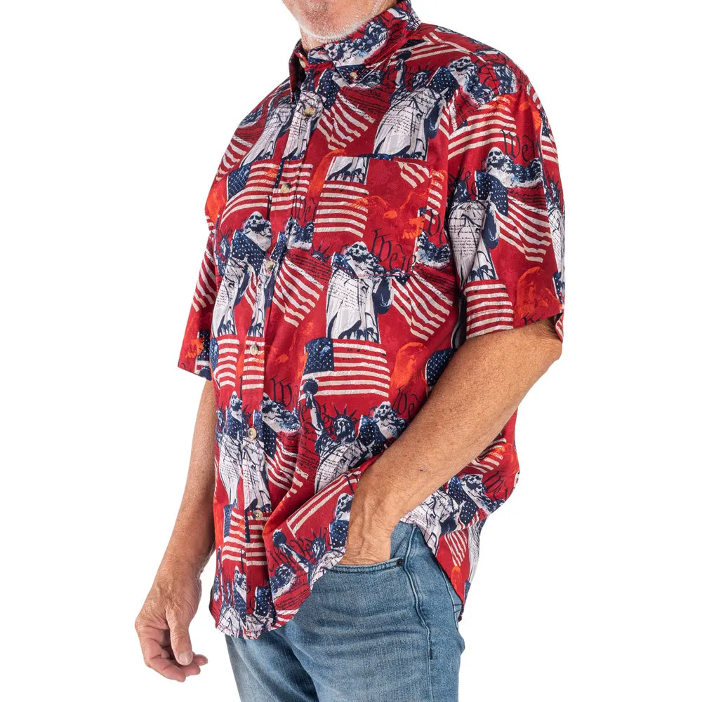 Men's Eagle Liberty 100% Cotton Button-Down Short Sleeve Shirt