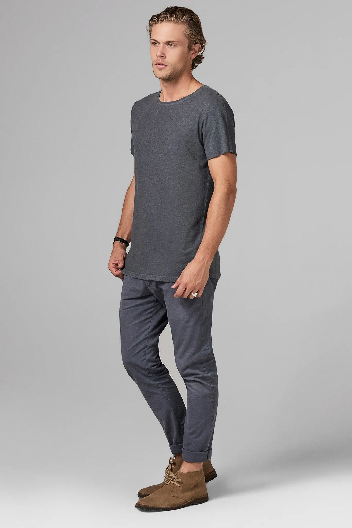 Men's Linen Blend Crew Neck Tee