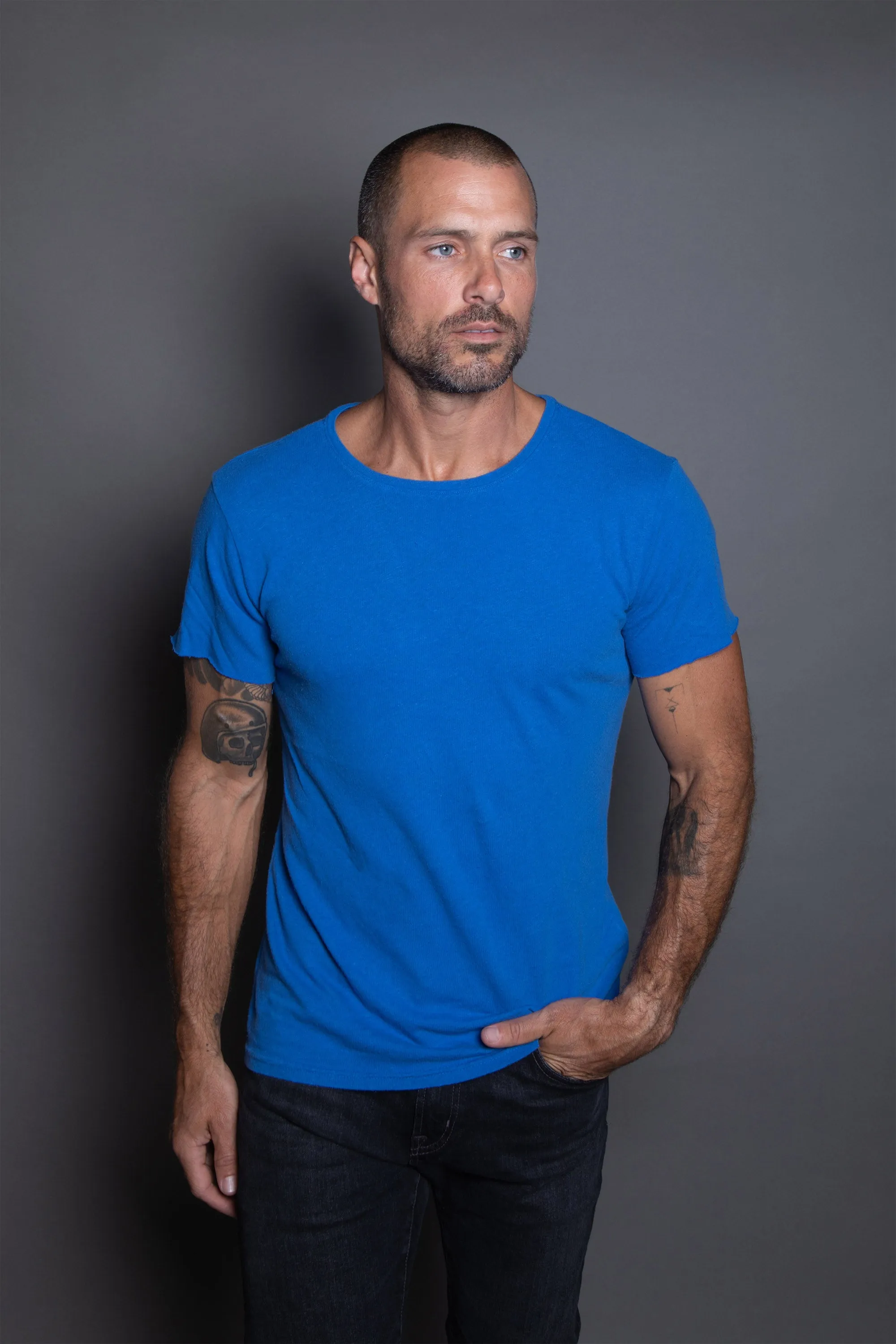 Men's Linen Blend Crew Neck Tee