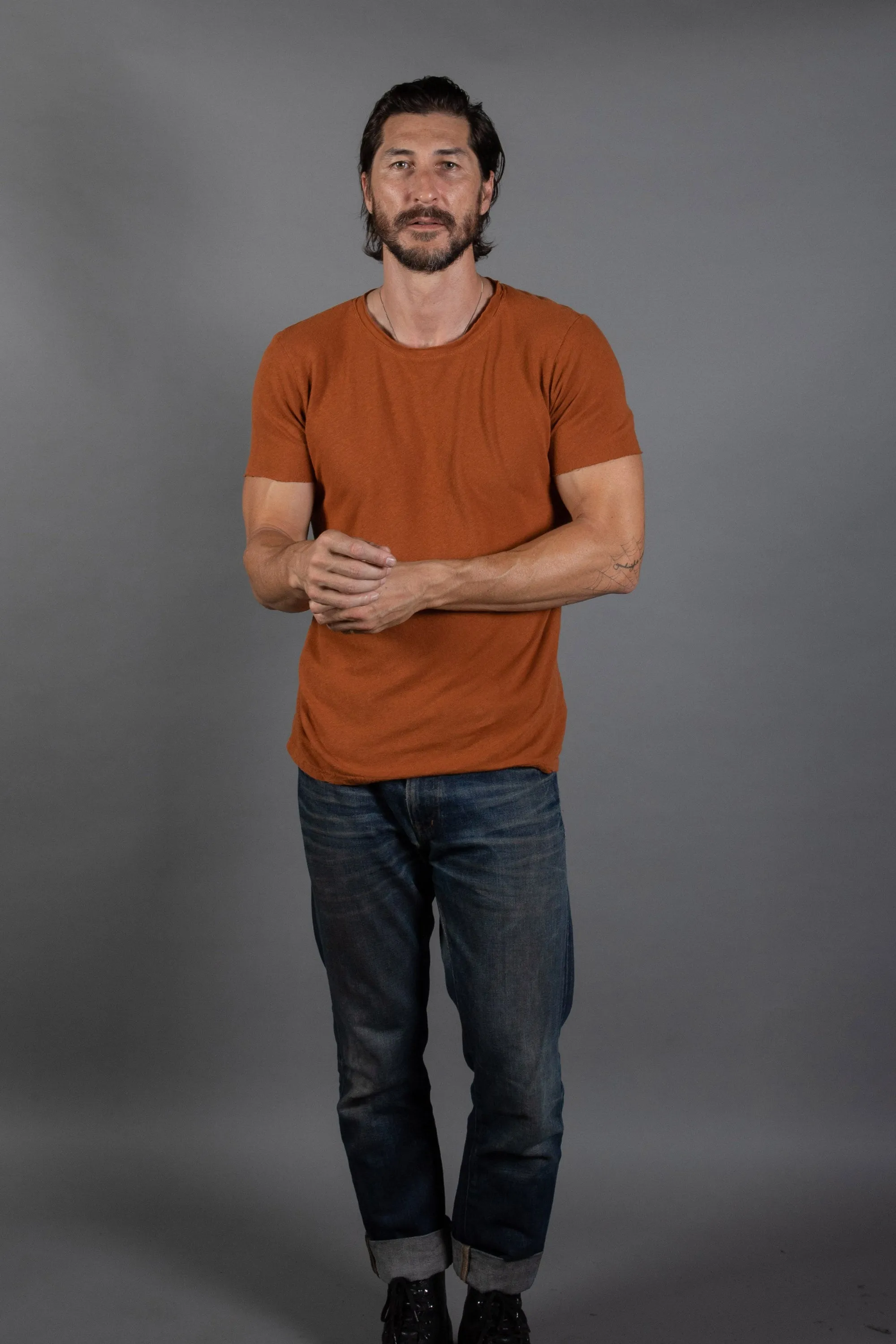 Men's Linen Blend Crew Neck Tee